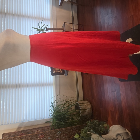 Ashley Stewart Linen Blend Lined Festive Holiday Red Maxi A-Line Skirt Womens 18 - Picture 2 of 10